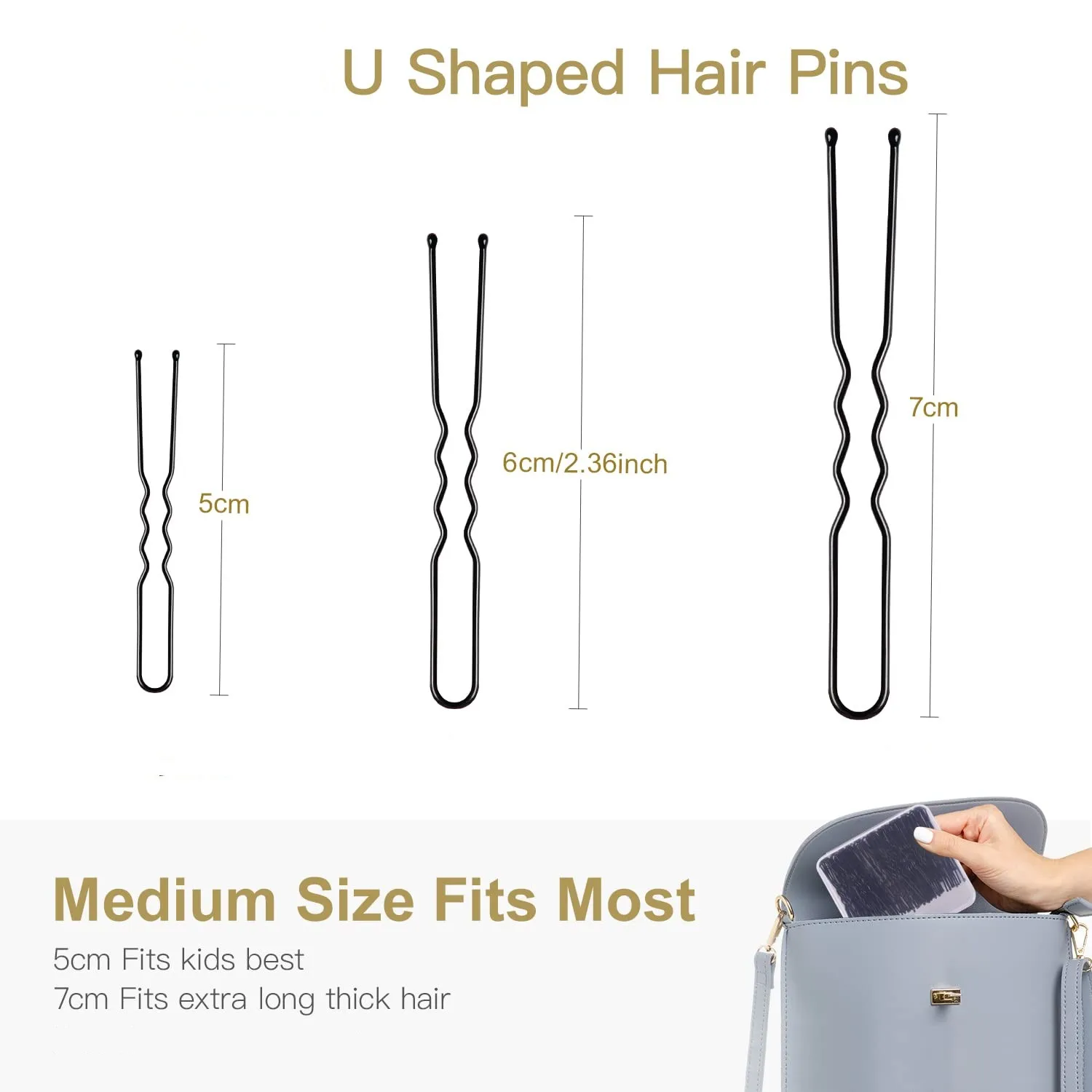 50PCS U Förmigen Haar Pins Schwarz Welle Bobby Pin Haar Bobby Pins für Alle Haar Arten Haar Zubehör für frauen Dame Mädchen 5/6/7CM