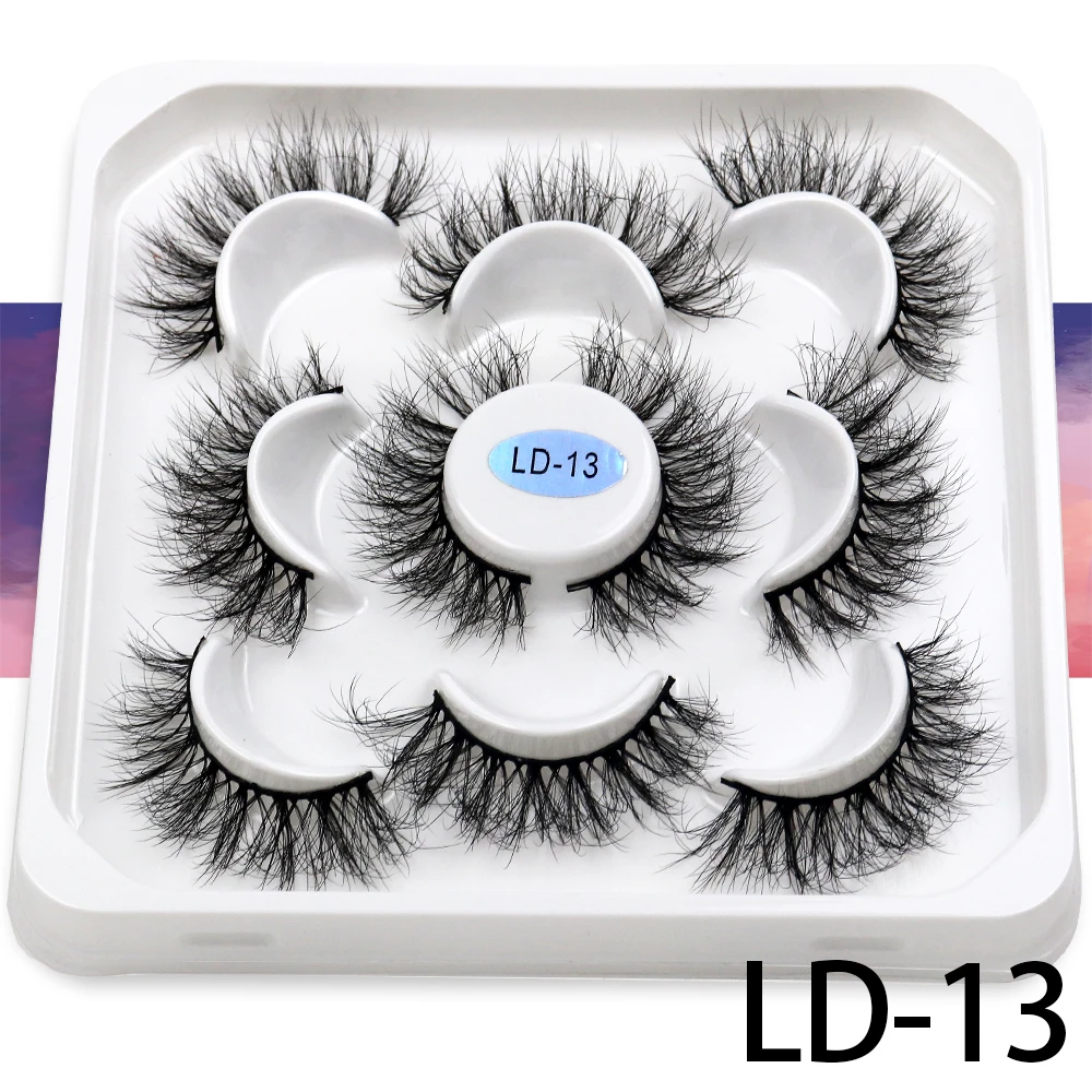 Korea 5 Paare 25mm Nerz Wimpern einzelne natürliche flauschige falsche Wimpern dichte Verlängerung Nerz Wimpern Großhandel Make-up Toole – Detail 29