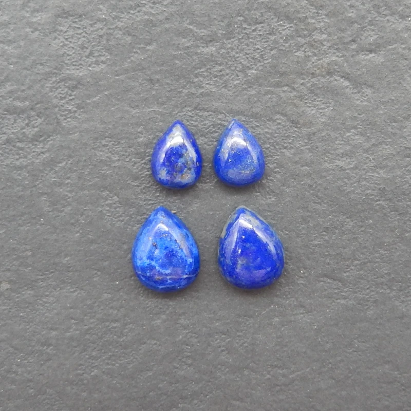 4PCS Natural Lapis Lazuli Teardrop Gemstone Components Deep Blue Color with Pyrite Inclusions for DIY Handmade Jewelry Artisan U