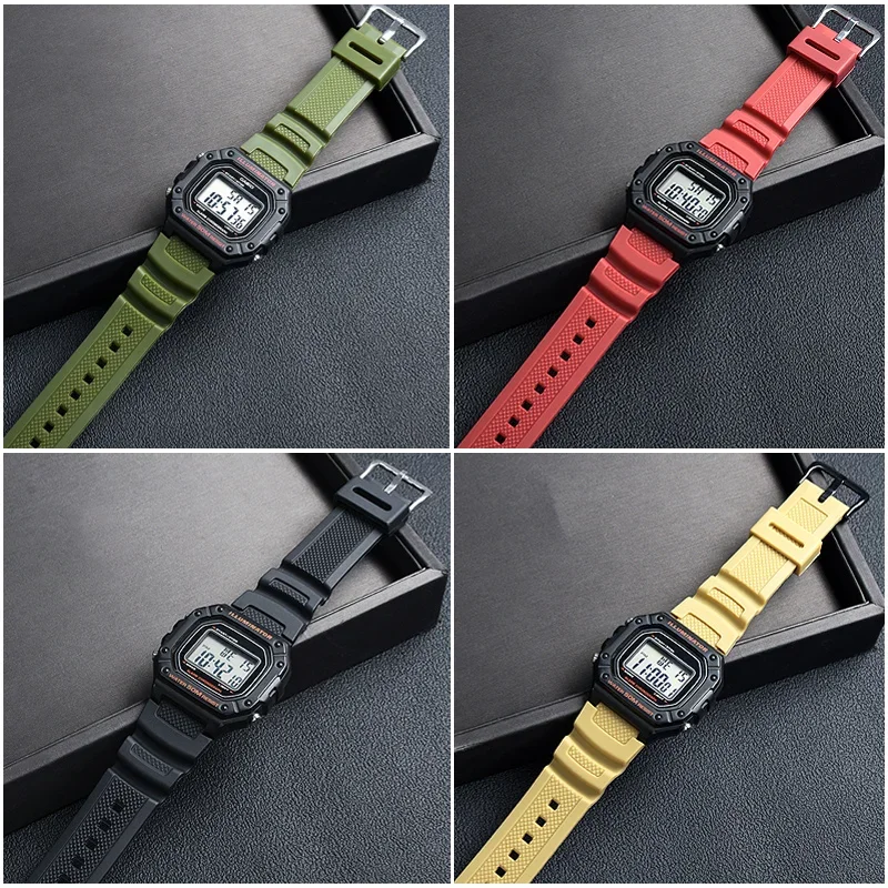 Watch strap accessories are suitable for Casio Watch W-218h / F-108 AE1200 / 1000 / 1300 resin silicone watch strap 18mm