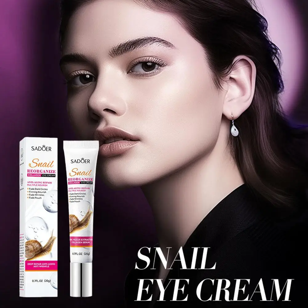 Crème pour les yeux au collagène d'escargot, anti-cernes, hydratant pour la peau, anti-âge, produits de beauté déformables, sacs de soins, fourmi I2W9, 20g