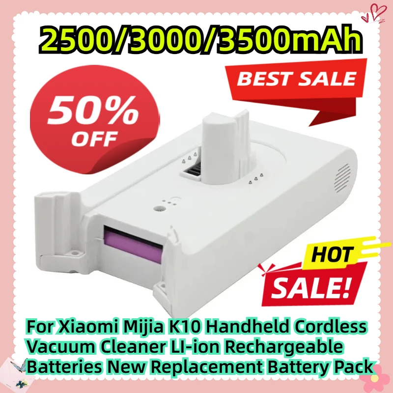 

For Xiaomi Mijia K10 Handheld Cordless Vacuum Cleaner 25.2v 3000mAh LI-ion Rechargeable Batteries New Replacement Battery Pack