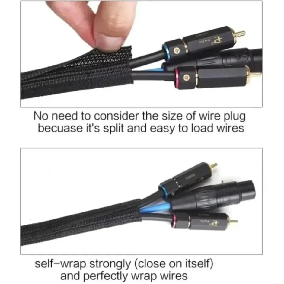 13MM 19MM PET Nylon Expandable Cable Tidy Sleeve High Quality Cuttable Size High Temperature Wear-Resistant Cable protector