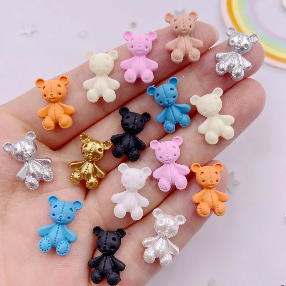 50pcs Resin Kawaii Mini Colorful Cartoon Bear Nails Art Flatback Stone Appliques DIY Wedding Scrapbook Decor Crafts Supplies SL7