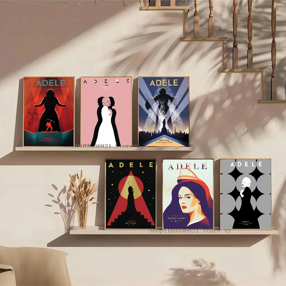 Singer Adele Poster Stickers Living Room Bedroom Entrance Cafe Wall Art Decoration Painting  Decor image 3