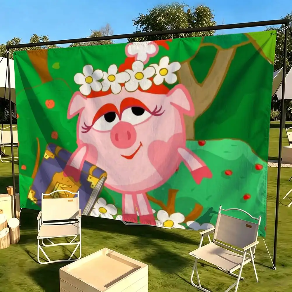Cute Smeshariki-ii  Flags for Bedrooms Home Decor Items Outdoor Decors Garage Decoration Flaga