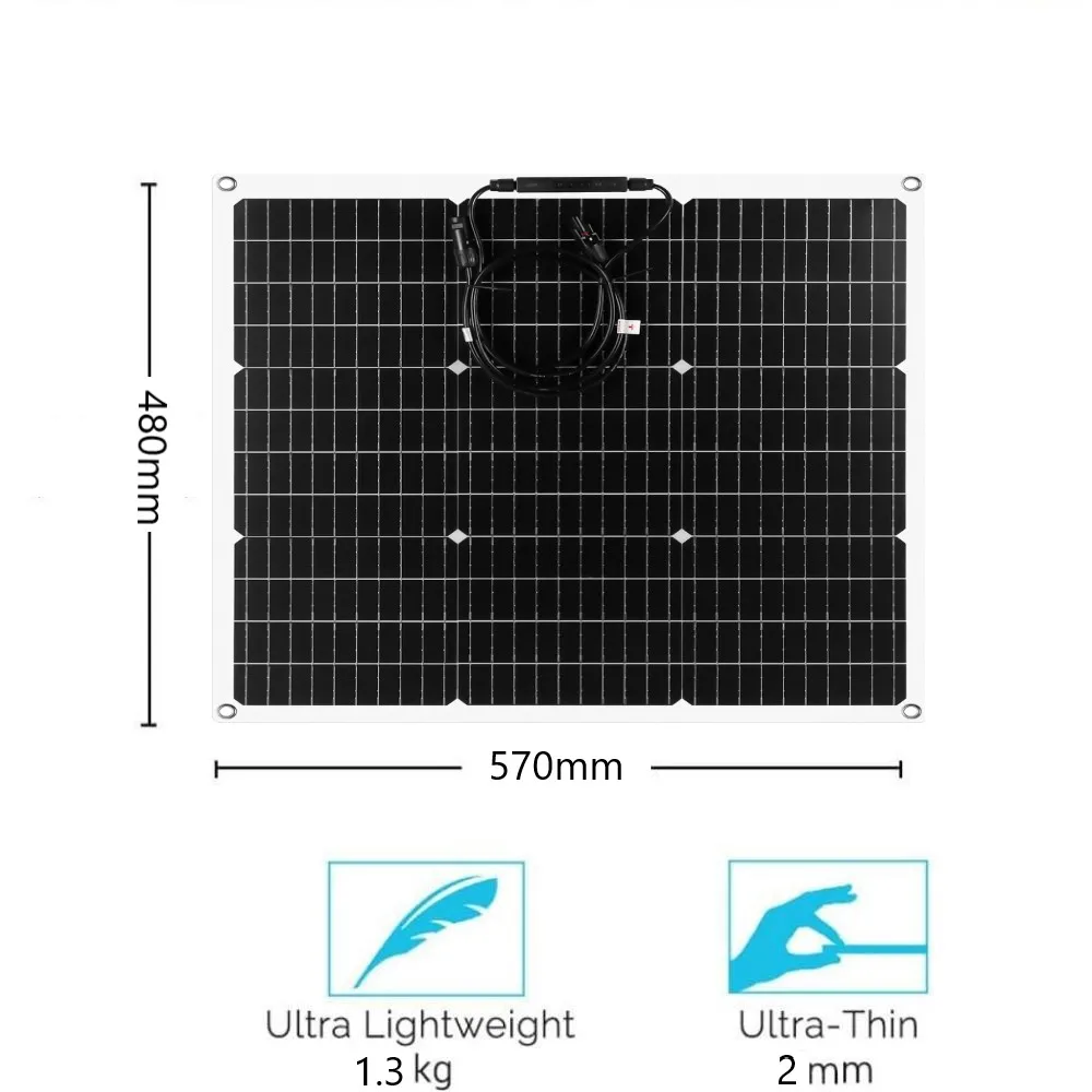 50W 18V Flexible Solar Panel Kit 12V Battery Charger With 30A Solar Controller System Module Solar Cells Power Bank Camping Home