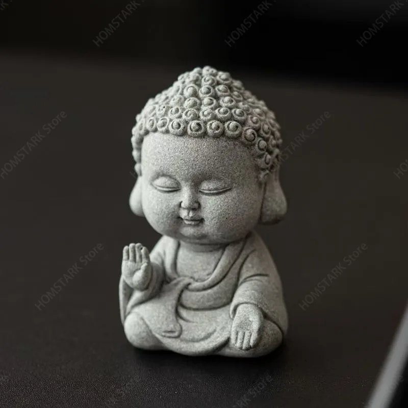 Mini Green Sandstone Buddha Figurine Decor Ornament For Bonsai Rockery Micro‑Landscape Garden Scene Layout Spare Part