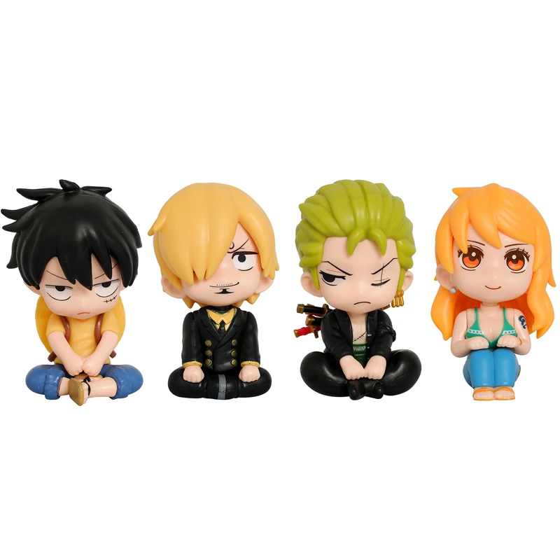 ONE PIECE Luffy Action Figure อะนิเมะรุ่น Q Zoro Sanji Nami PVC รูปปั้นคอลเลกชันชุดเครื่องประดับ Kawaii รถตกแต่งของเล่น