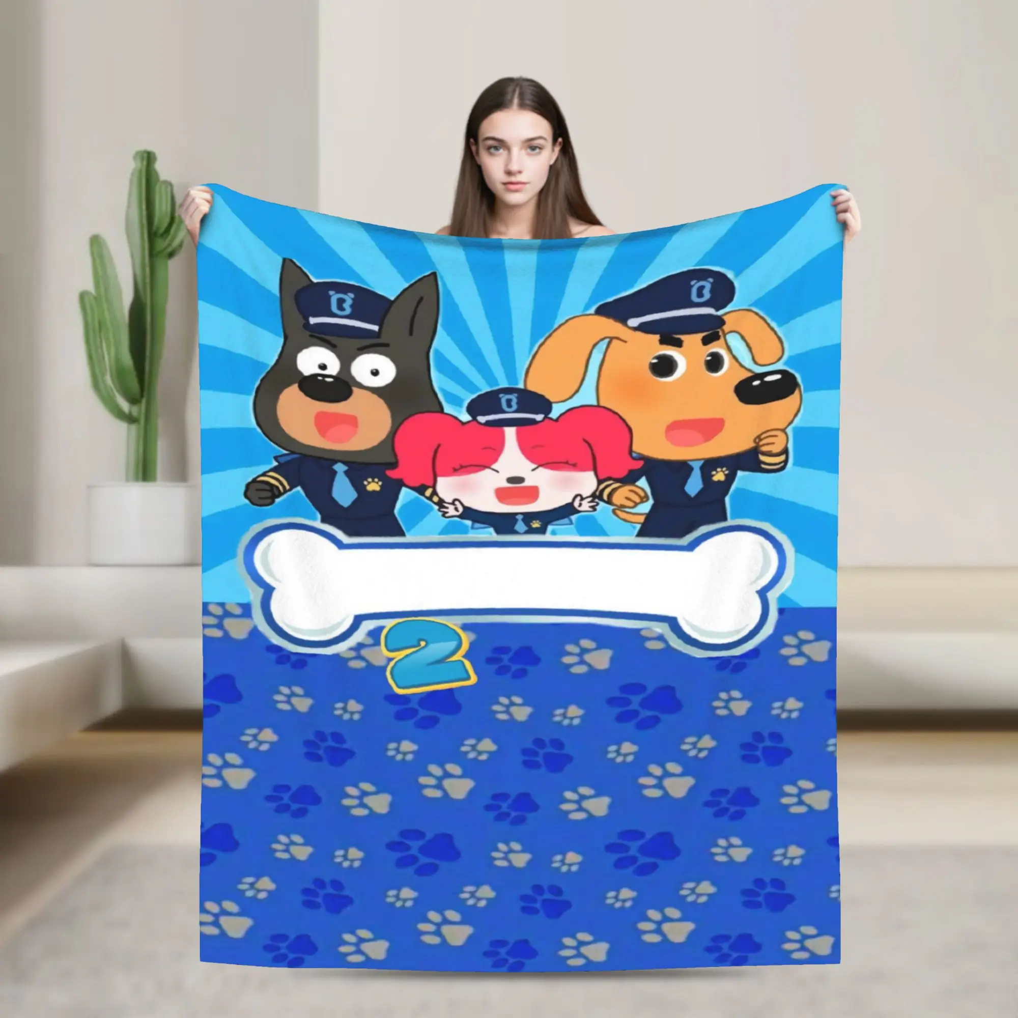 Soft Blankets Camping Sheriff Labrador Cartoon Animation Throw Blanket  Flannel Bedspread For Outdoor Funny Sofa Bed Cover
