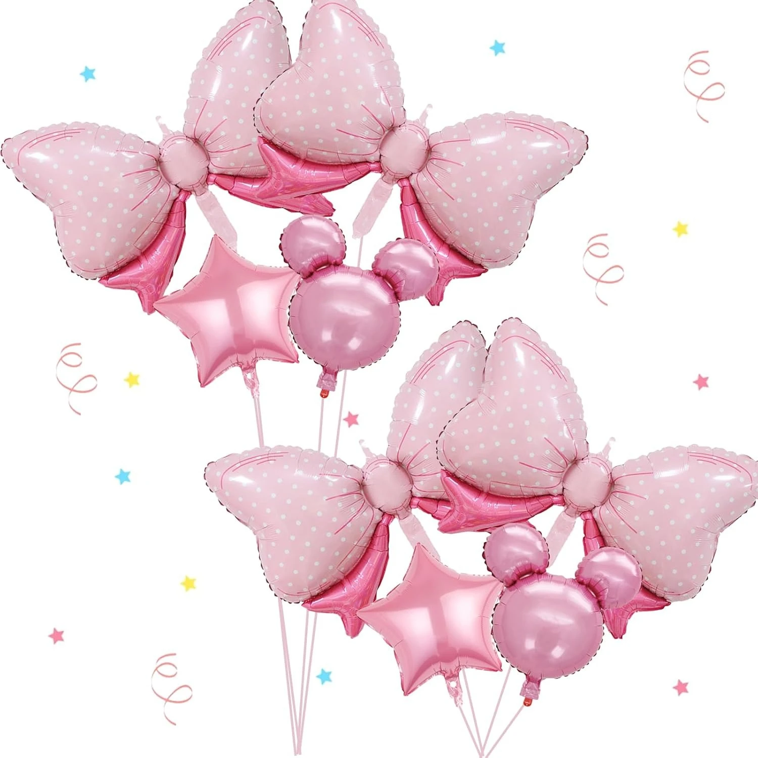 Globos de Minnie, Decoraciones de Cumpleaños de Ratita Rosa, Globos con Lazo Rosa