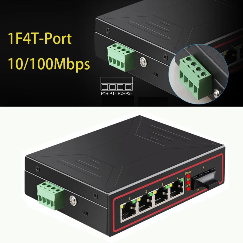 

RJ-45 LAN Adapter Fiber port RJ45 Hub industrial Network switch Ethernet Smart Switcher Internet Splitter Adapter DIN Rail Type