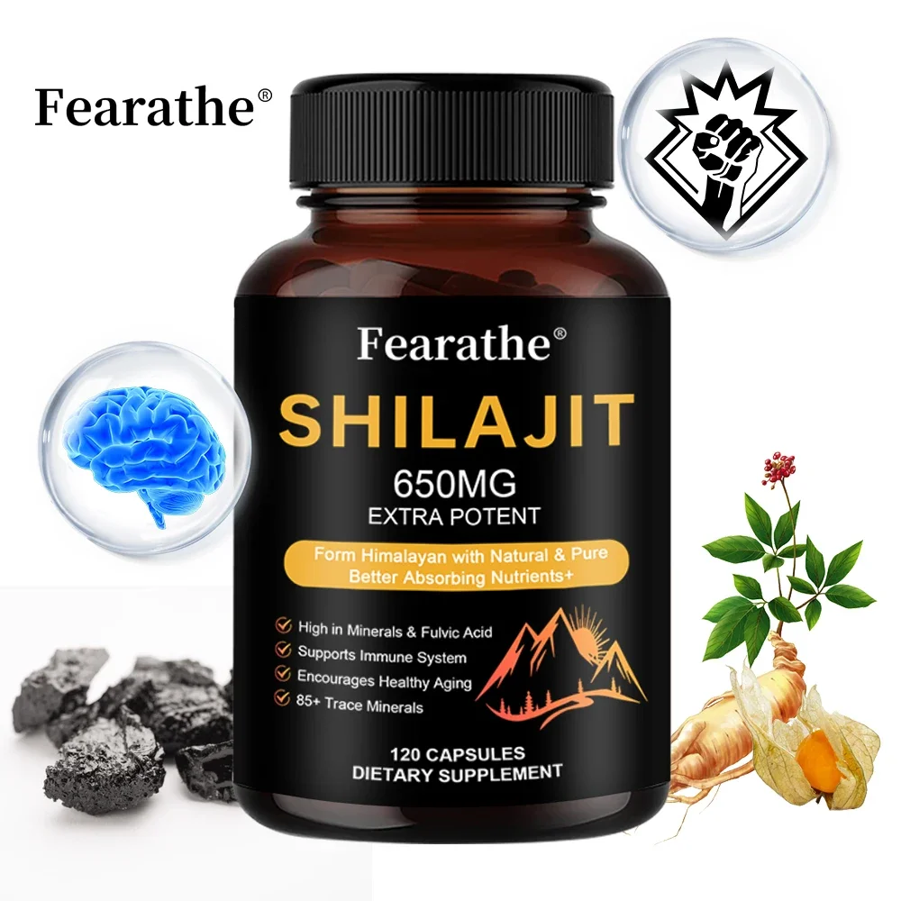 Natural Shilajit Supplement - Vegetarian Capsules for Immunity, Energy, Digestion, Metabolism, Bones and Muscles