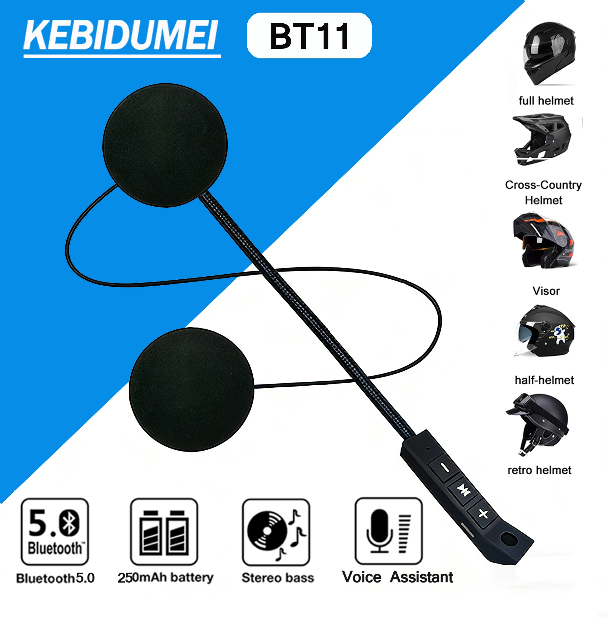 

Гарнитура для мотоциклетного шлема BT5.0, беспроводные наушники BT11 для езды на мотоцикле, с защитой от помех, водонепроницаемые, стереодинамики, функция громкой связи