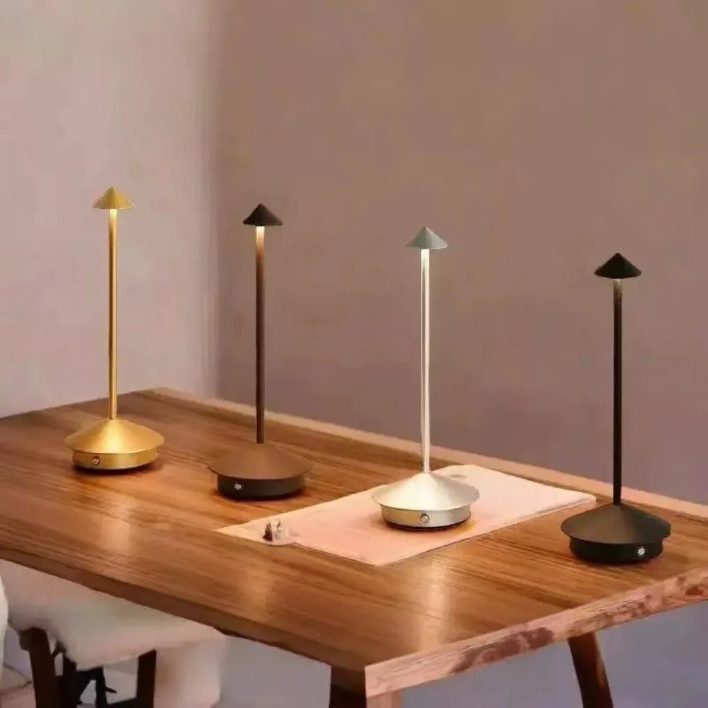 

Настольная LED-лампа с конусным основанием, 3 режима освещения, сенсорное управление, прикроватный светильник, перезаряжаемый, креативный ночник, декор для бара