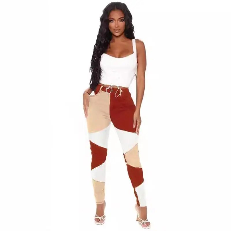 Faionable pantalones vaqueros de cintura alta para mujer, pantalones largos de algodón ajustados, pantalones de cintura alta para Otoño e Invierno para mujer