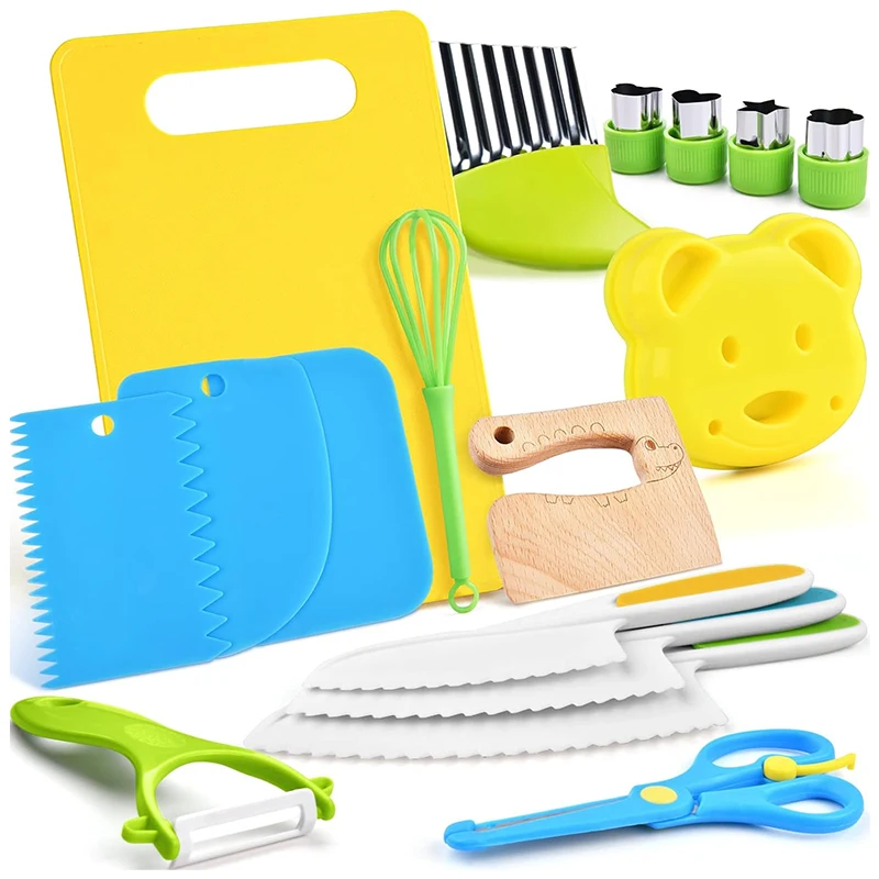 Children's CookingSet Safety Kitchen Knives Biscuits and Wrinkle Knives CookingEarly Learning Kitchen Tools Fruits andVegetables