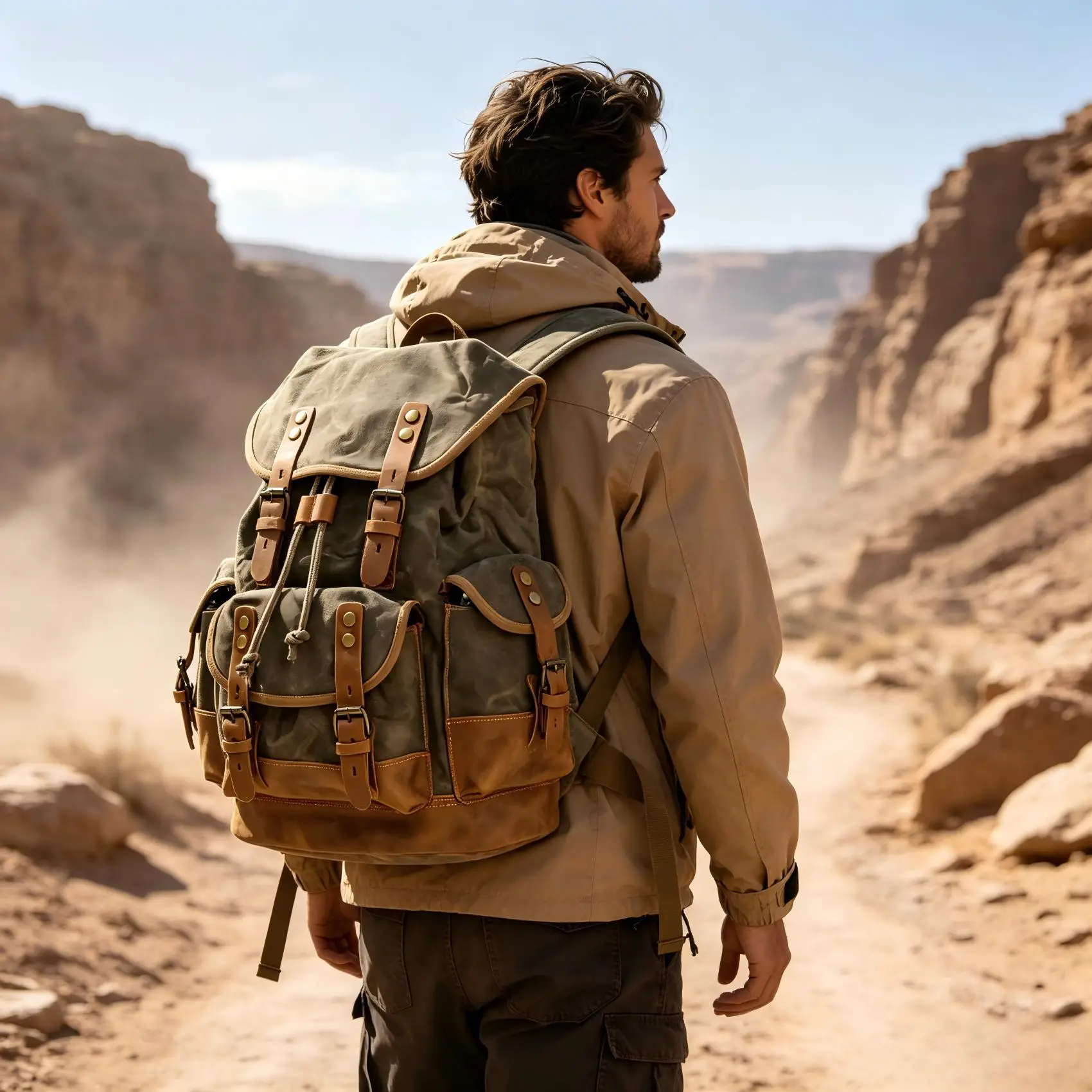men's-outdoor-casual-rucksack-large-capacity-travel-backpack-canvas-and-genuine-leather-spliced-hiking-bag