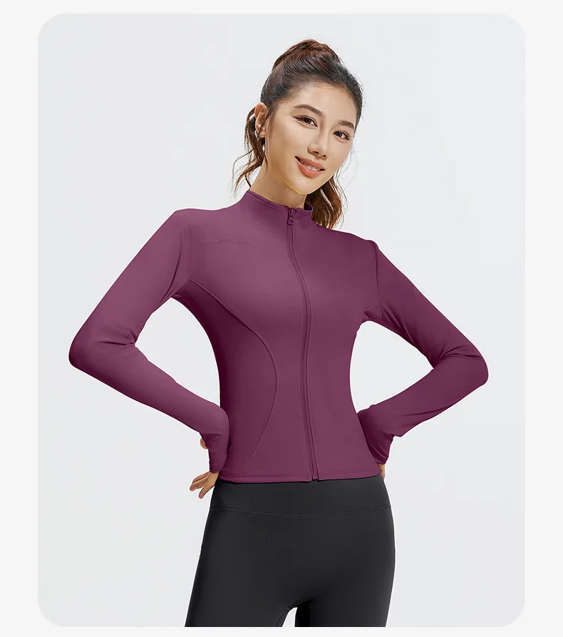 2026 Frühling Sommer Neue Yoga-Kleidung Windbreaker Damen Laufjacke Langarm Sweatshirt Sportjacken Damen Workout-Tops Activewear – Detail 14