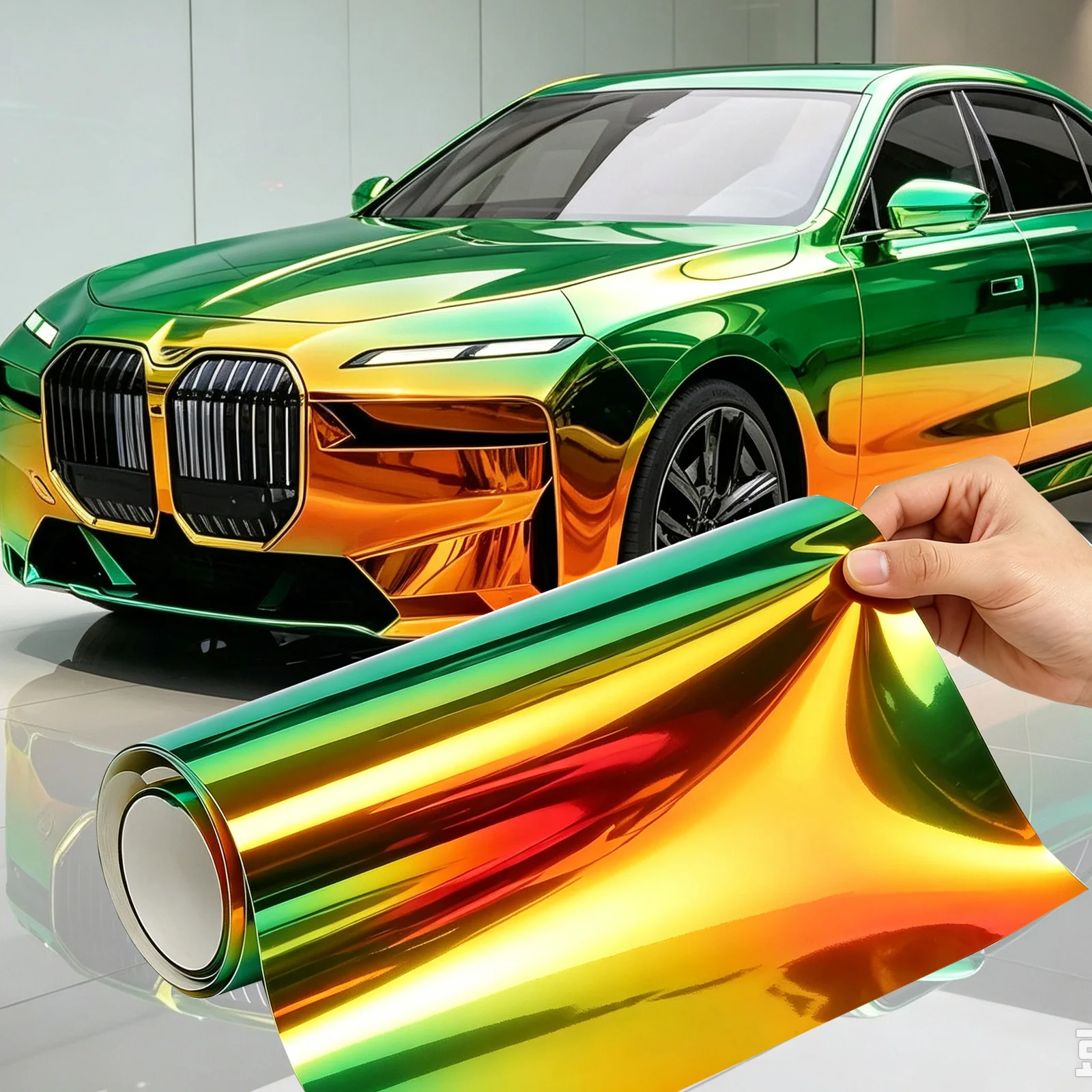 Car Chameleon Film - Copper Plated Vinyl, Scratch Resistant And Rainbow Color Changing Sticker, Suitable for Exterior