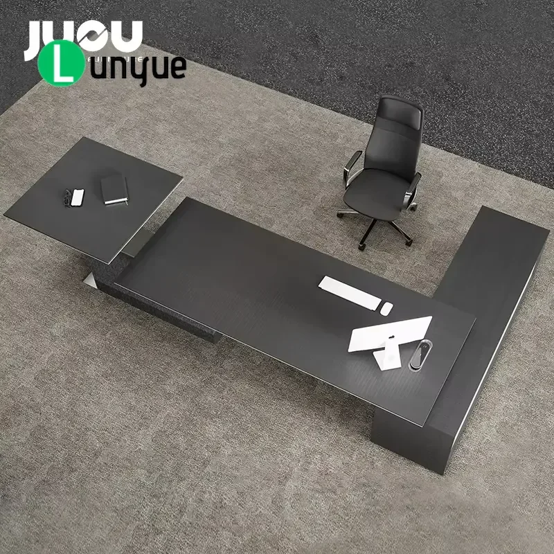Modern Italian Light Luxury Executive Desk Intelligent Lifting MDF Wood Modular Office Table with Drawer Storage Adjustable
