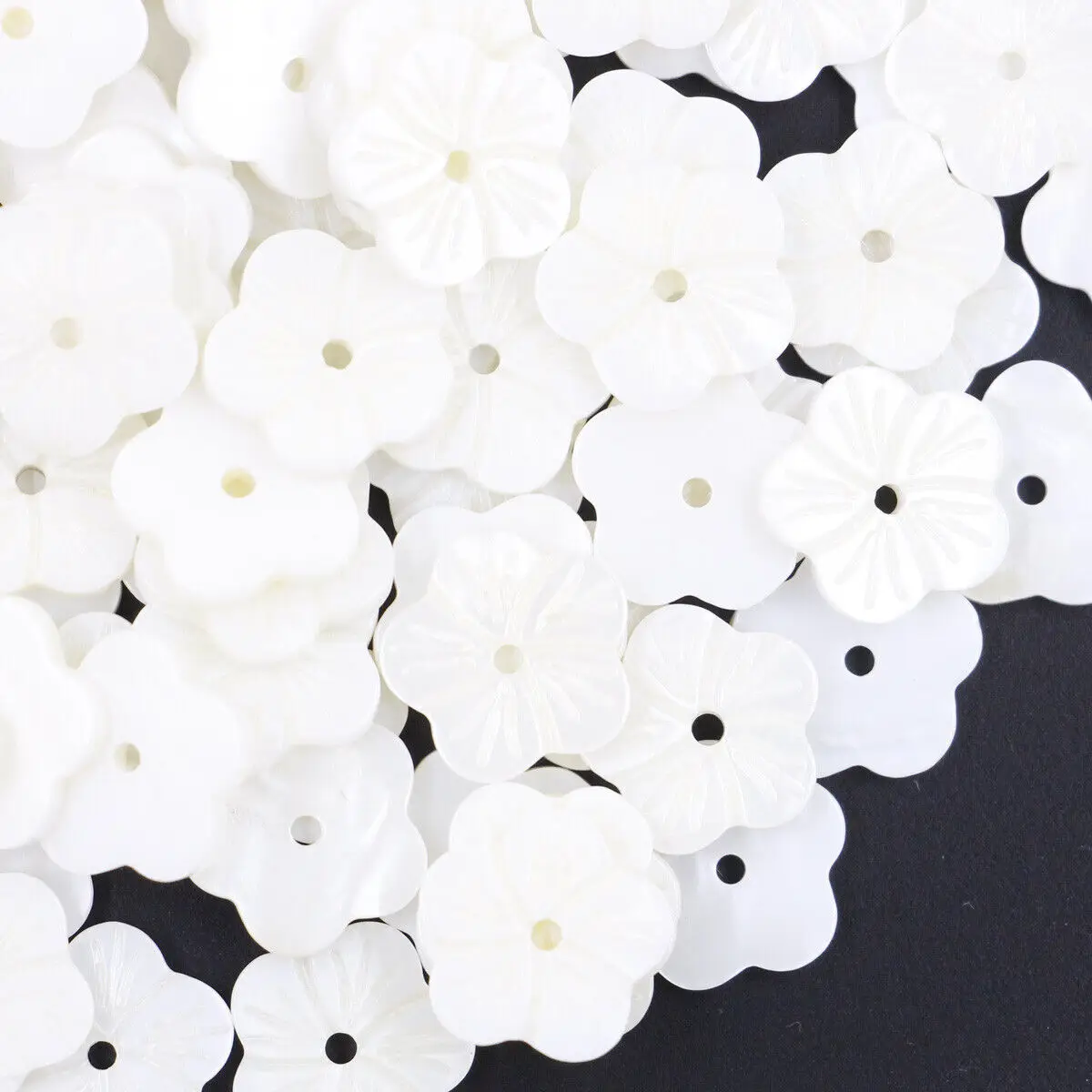 10 PCS 10mm Natural White Mother of Pearl Shell Flower Loose Beads Lots