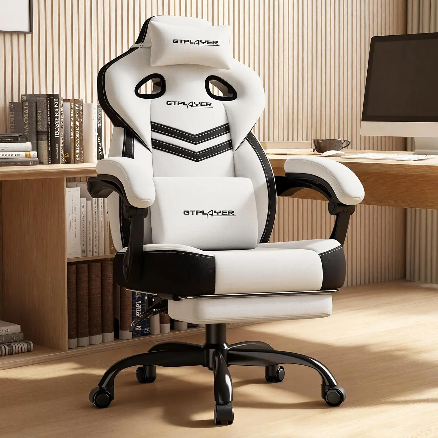 Gaming Chair for Adults, Ergonomic High Back Chair with Footrest | Big & Tall Computer Video Gaming Chair, Comfort Wide Seat wit