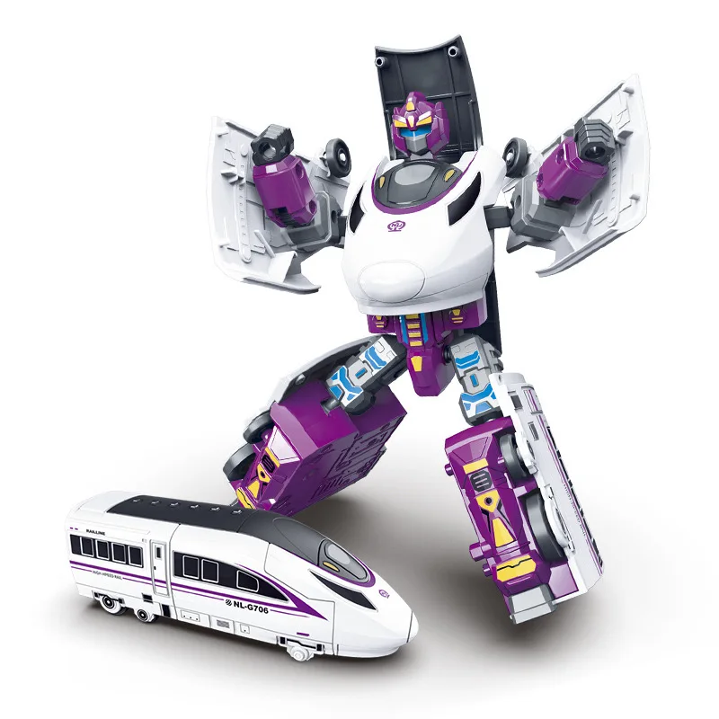 Toy inertia manual deformation high speed rail boy model train suitable for children's imaginative play, high quality plastic