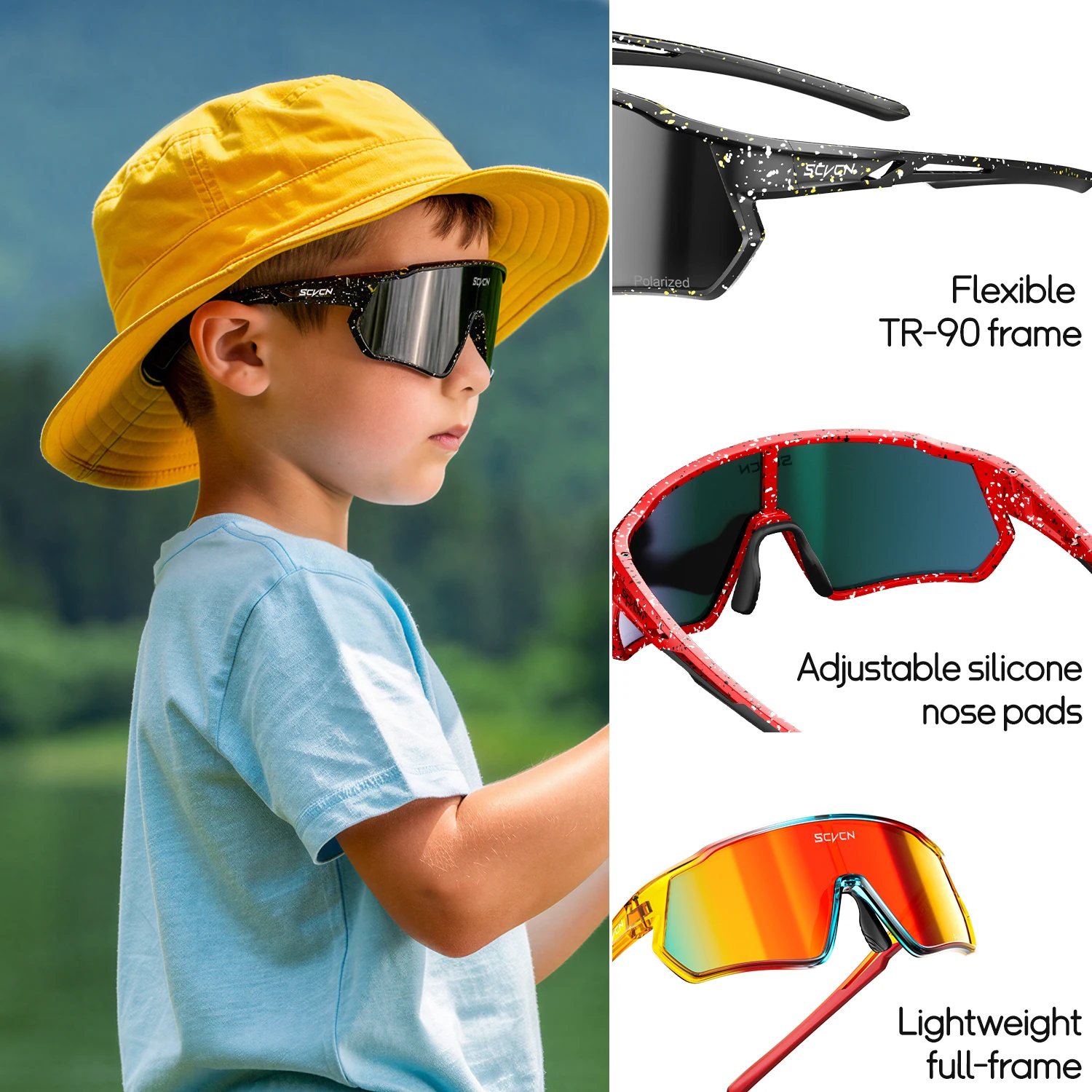 Bild 5: SCVCN UV400 Polarisierte Outdoor-Kinder-Fahrradbrille Jungen Wasser-Baseball-Sportsonnenbrille Angeln Golf Camping Maske Brillen