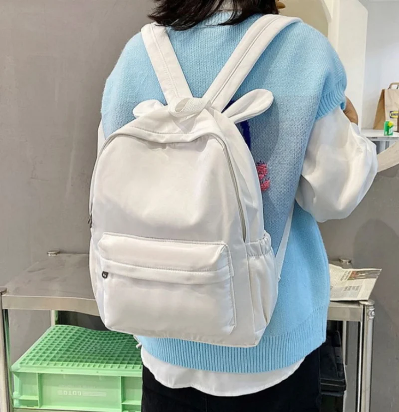 Custom Name Solid Color Rabbit School Student Backpack Personalized Kids Fashion Large Capacity Schoolbags Lightweight Backpack