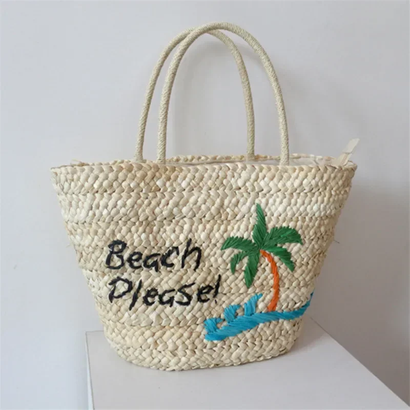 2022 New Coconut Tree Straw Bag Handmade Woven Rattan Tote Bag for Women Summer Large Capacity Beach Bohemia Bali Handbag Female