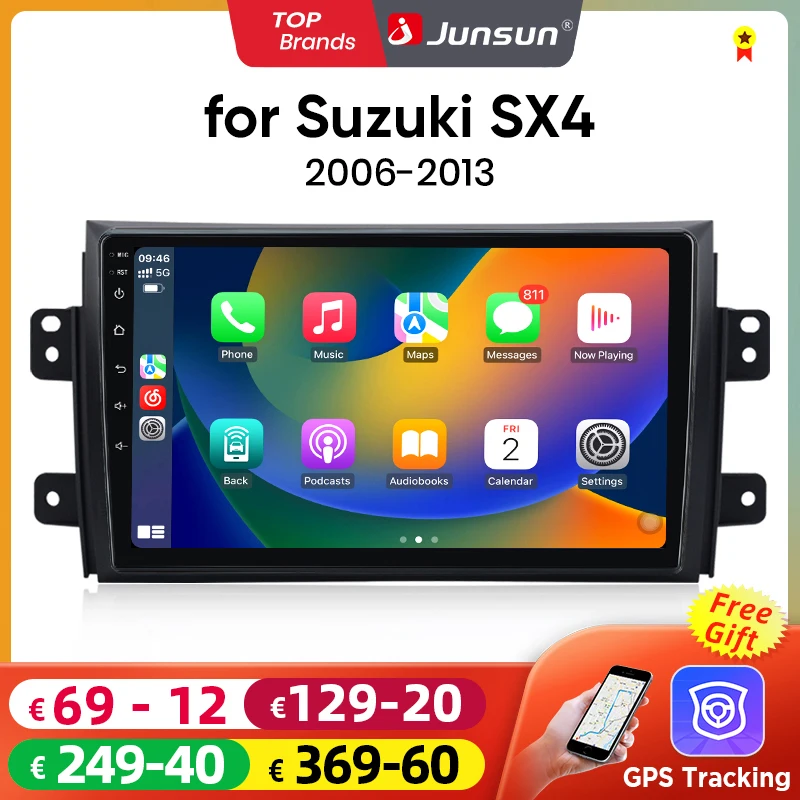 Junsun Android Wireless CarPlay Auto Car Radio For For Suzuki SX4 2006-2013 Fiat Sedici 2005-2014 Intelligent Systems DSP SWC