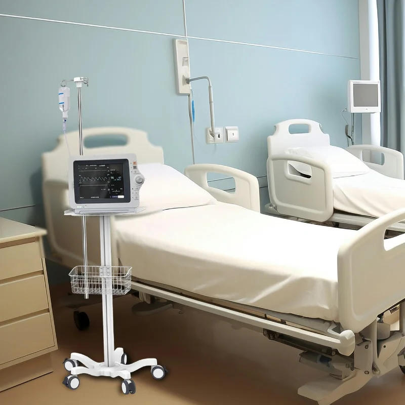 Modern Multi-Functional Hospital Patient Mobile Monitor Trolley Metal Medical Trolley With IV Pole Ultrasound/Medical Equipment