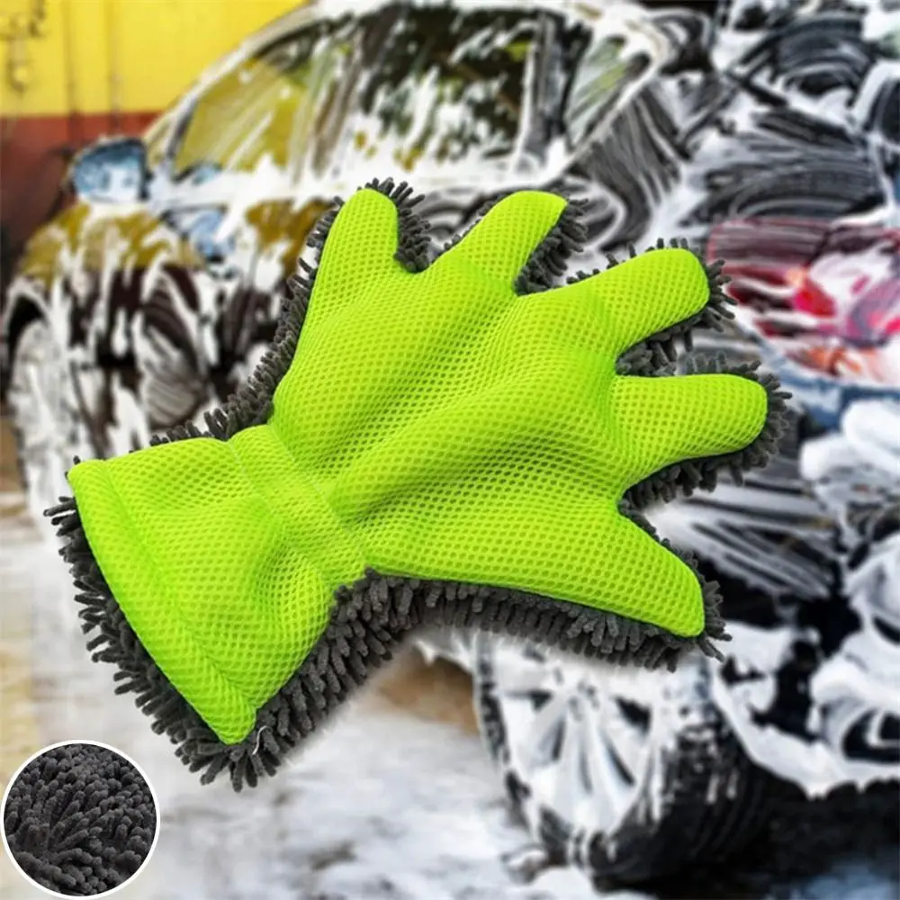 Double-sided Car Cleaning Brush Long Plush Soft Thick Car Washing Gloves Premium Microfiber Multifunction Washing Drying Towels