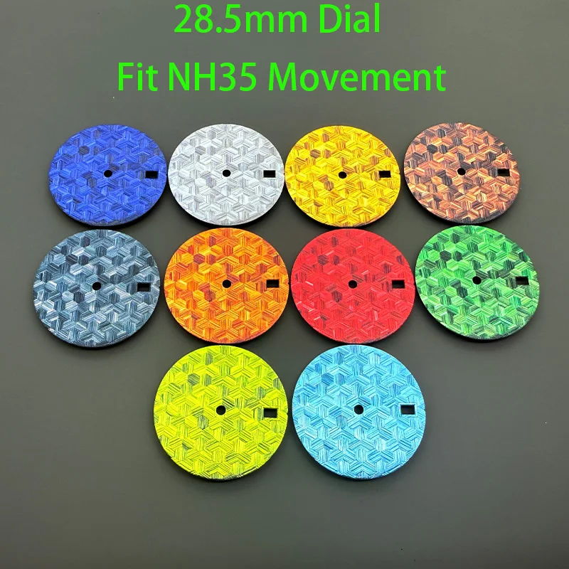 

Индивидуальный циферблат для часов 28,5 мм с тиснением и текстурой плетения, стерильный, эстетичный, с чистым градиентом, для механизмов NH35, NH36, 7S26, детали для модификации корпуса