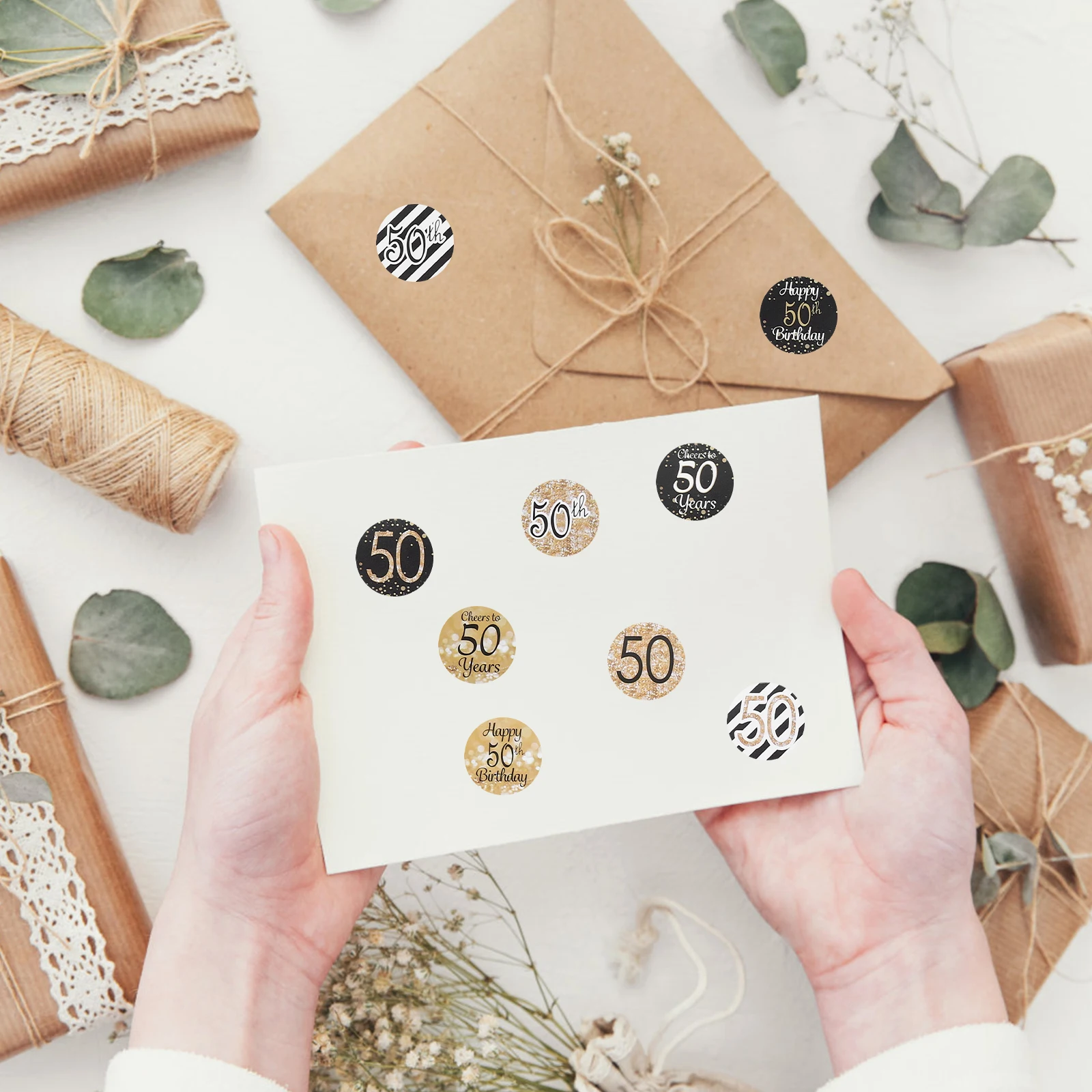 

216Pcs 50th Birthday Sticker Decorative Candy Packaging Seal Birthday Decals Party Favor Stickers Candy Sticker for Packaging