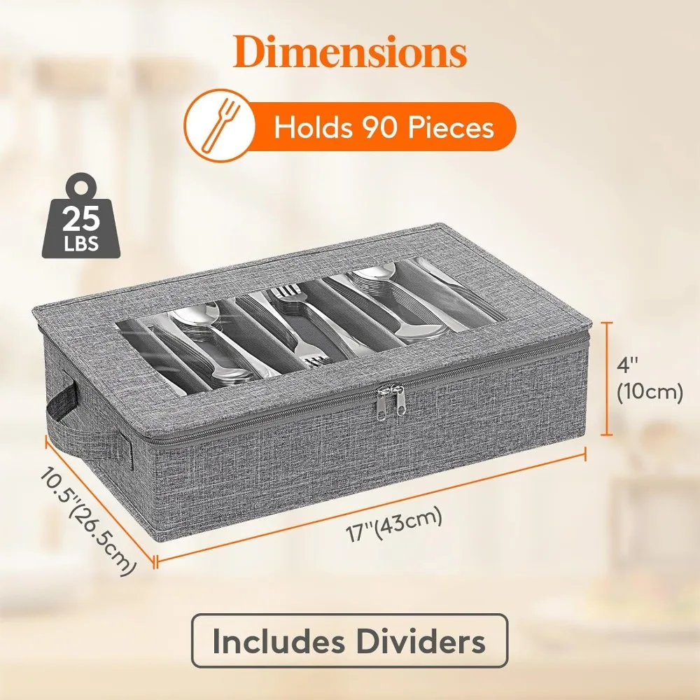 منظم أدوات فضية مدمج مع فواصل قابلة للتعديل وغطاء بسحاب للسفر أو المنزل