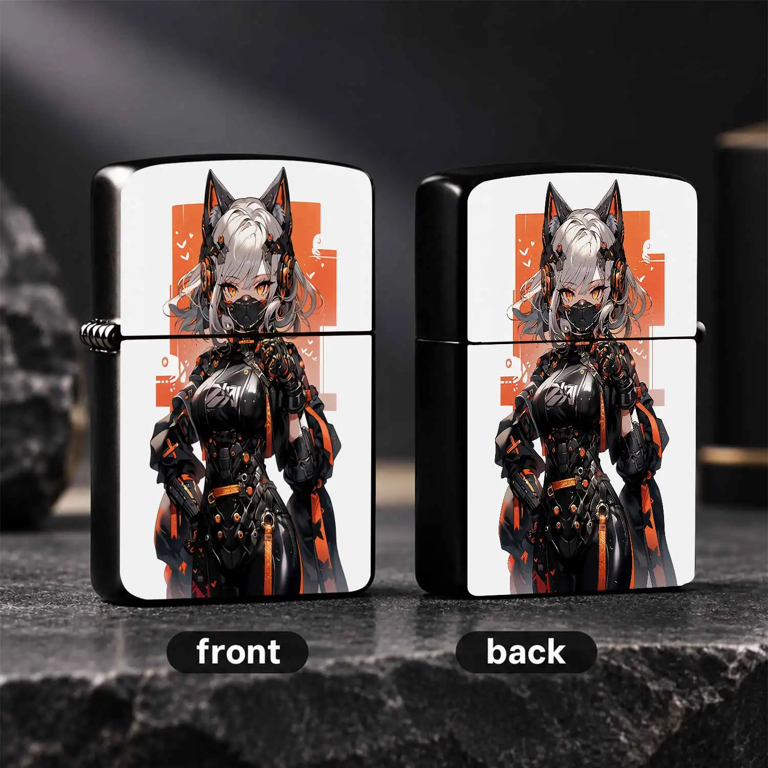 Trendy Cyberpunk Cat Ear Girl Lighter, Exquisite Anime Mecha Style Portable Igniter, Stylish Compact Daily Carry Accessory, Ideal For Camping Travel Gathering, Unique Nice Gift For Friends And Anime Fans, Fits All Scena A Humorous And Inter