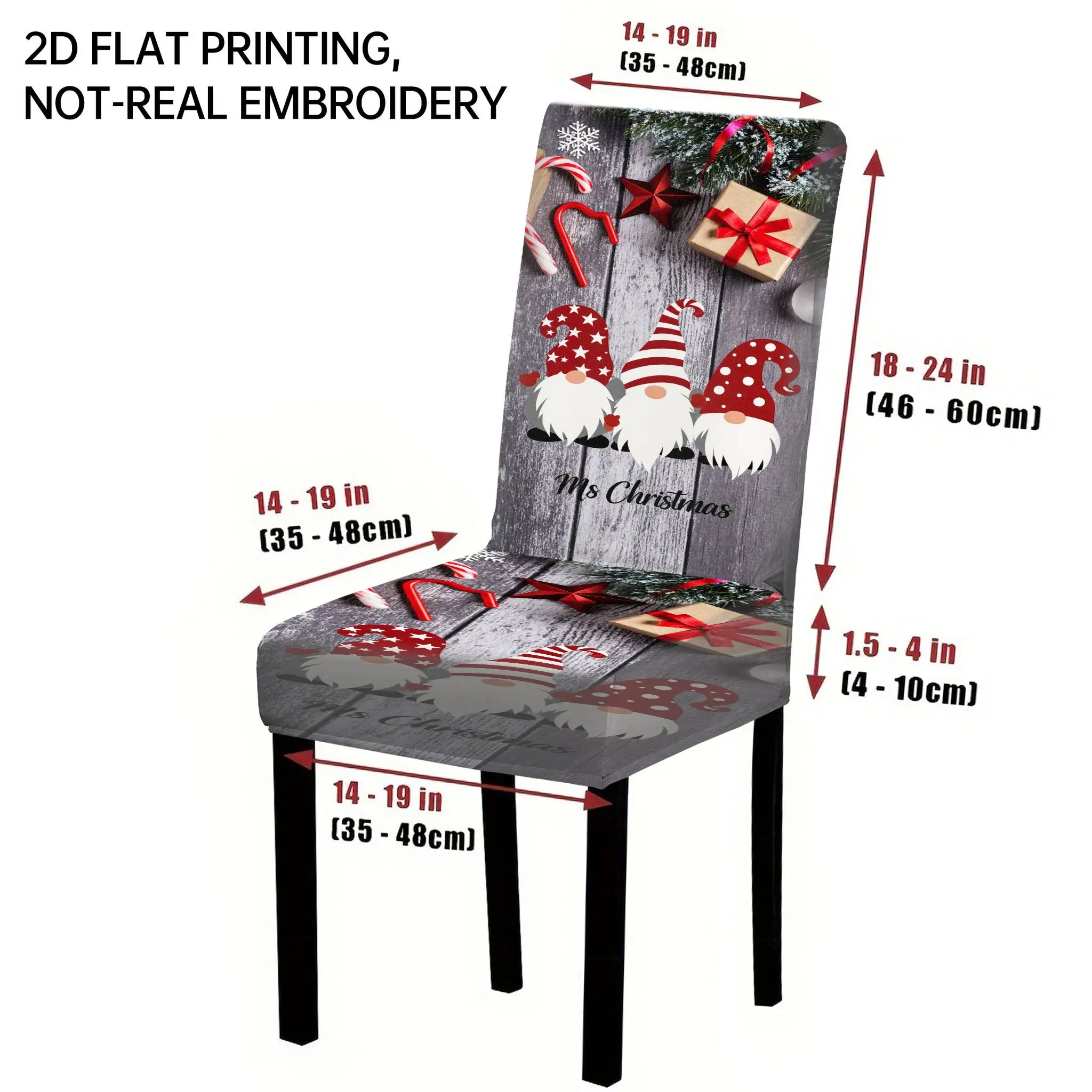 LANMOLIFE Christmas Dining Chair Covers Little Dwarf Red Hat Star Pattern Removable Spandex Dining Chair Covers For Parties