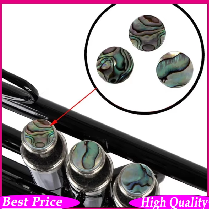 3Pcs/Set Trumpet Abalone Shell Keypad & Valve Caps Premium Mother-of-Pearl Style Upgrade Parts for Trumpet Abalone Shell Keypad