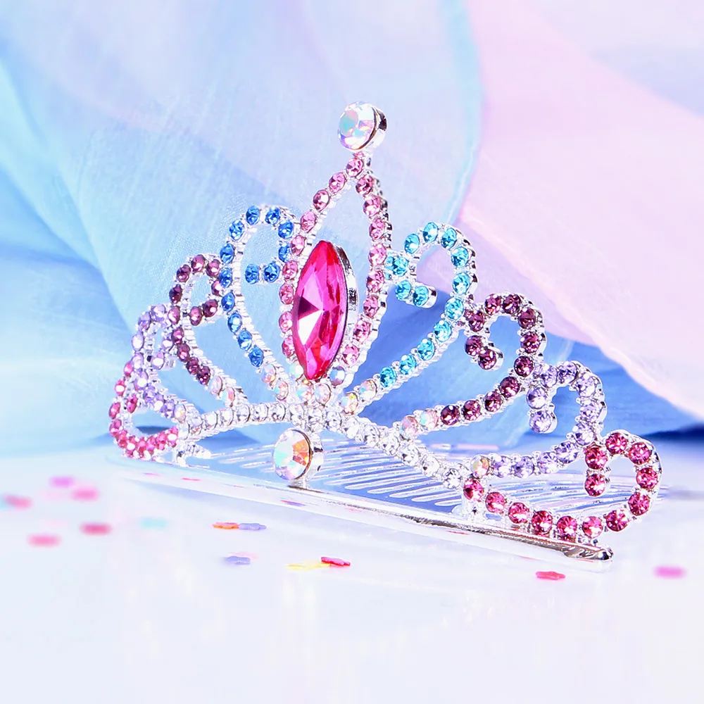 Ladies Fashion Cute Hair Accessories Performance Crown Girls Birthday Holiday Bride Gift Children Rhinestone Crown Insert Comb