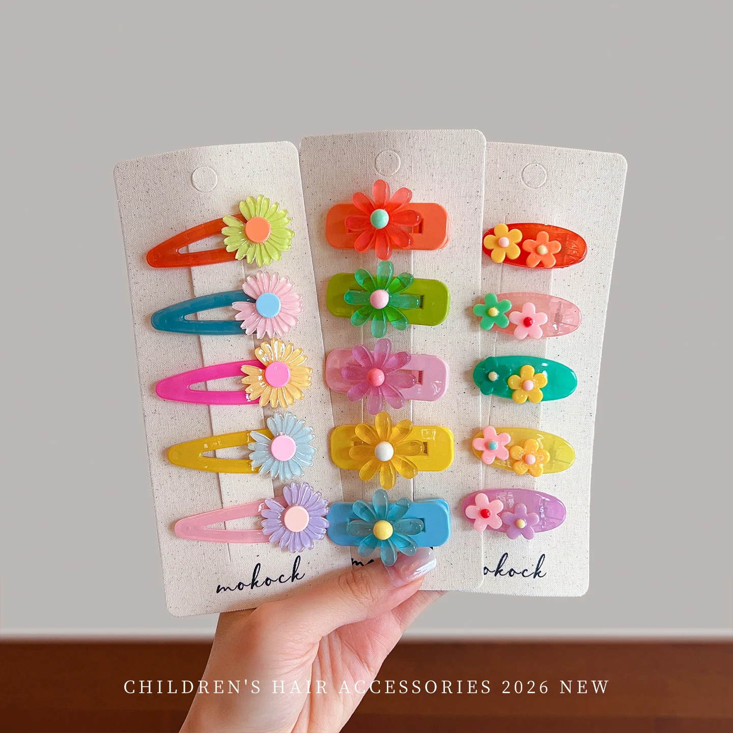 5pcs/set New Candy Color Acrylic Snap Hair Clips For Baby Girls Cute Resin Flower Butterfly No Hurt Hair Non-slip Toddler Kids