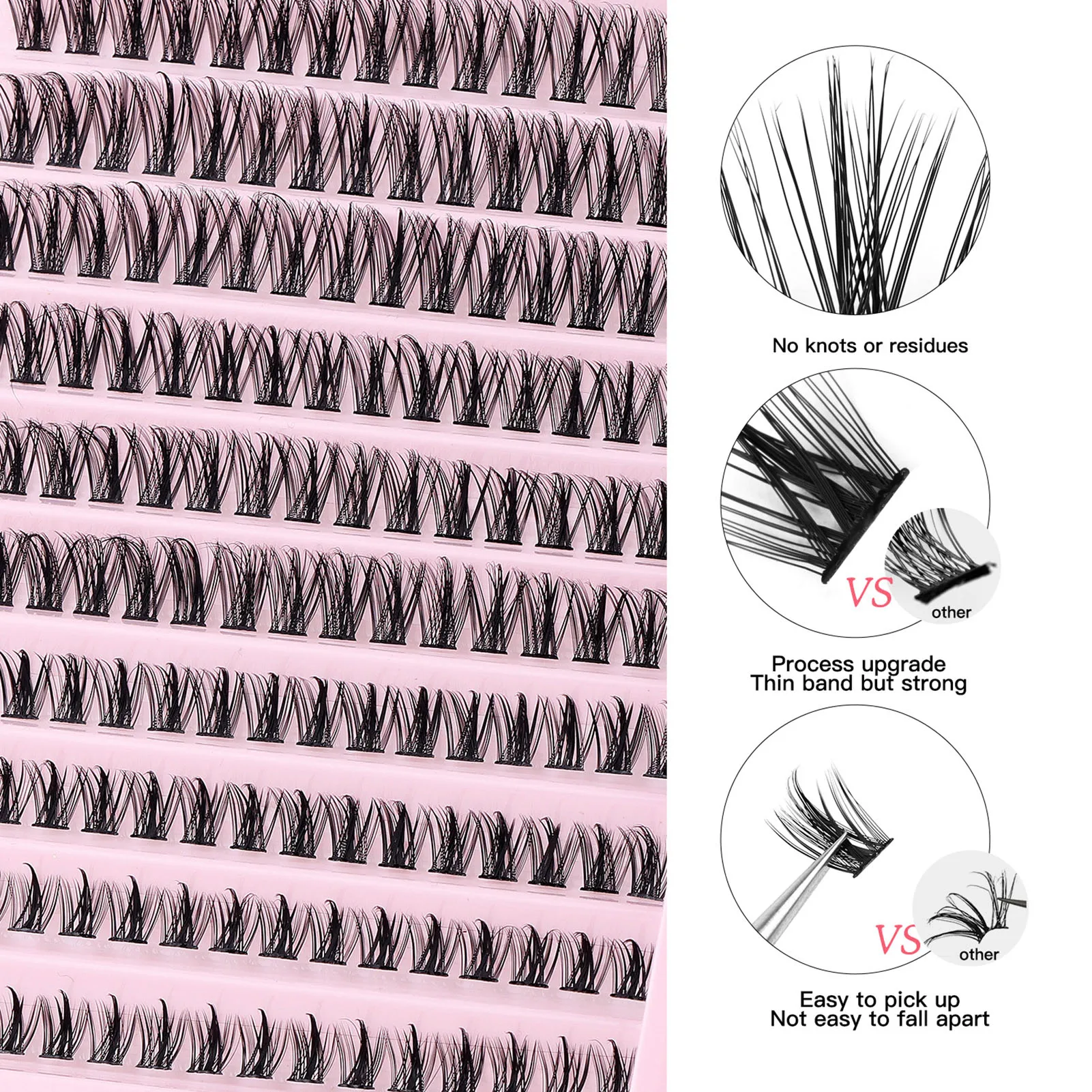 DIY Lash Extensions Kit 10-16mm Length Assorted Wisps with Glue and Tweezer for Lash Extension Beginners