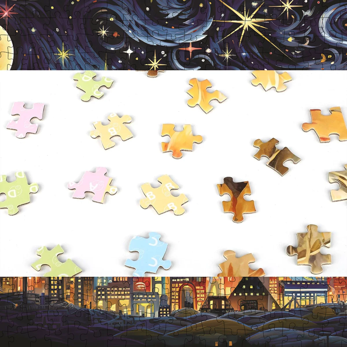 500 piezas escena nocturna Material de terciopelo rompecabezas de suelo para adultos juegos de decoración del hogar diversión familiar juguetes educativos para niños
