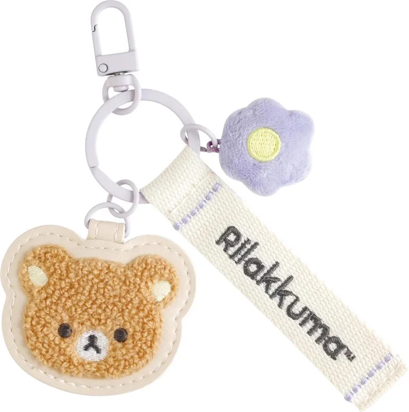 Rilakkuma Korilakkuma Keychain Keyring Flower Embroidery Kawaii Cute Bag Keychains Charms Keyholder