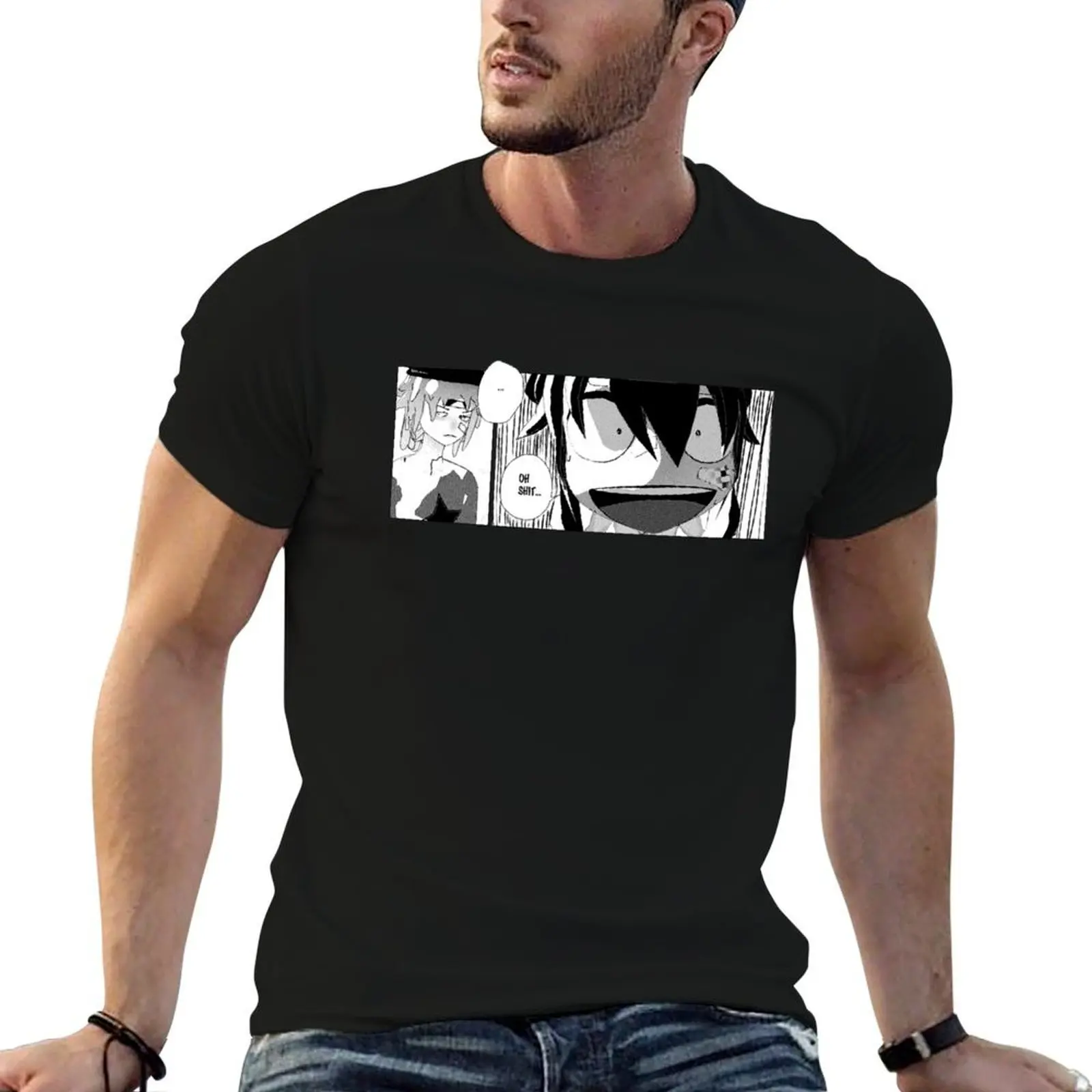 

yameii manga T-Shirt black cotton t-shirt plain for man package t shirts for man pack cotton man graphic t shirt T-shirt