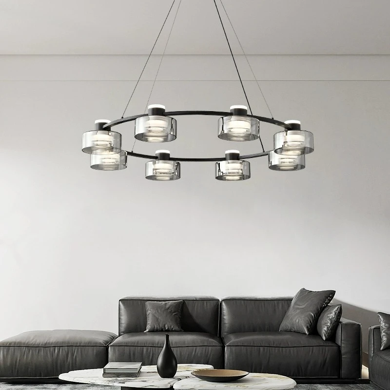 

Italian minimalist light luxurymain light post-modern minimalist designer ring high-end glass bedroom dining room chandelier
