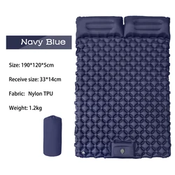 NEW Double Inflatable Mattress with Built-in Pillow Pump Outdoor Sleeping Pad Camping Air Mat for Travel Backpacking Hiking