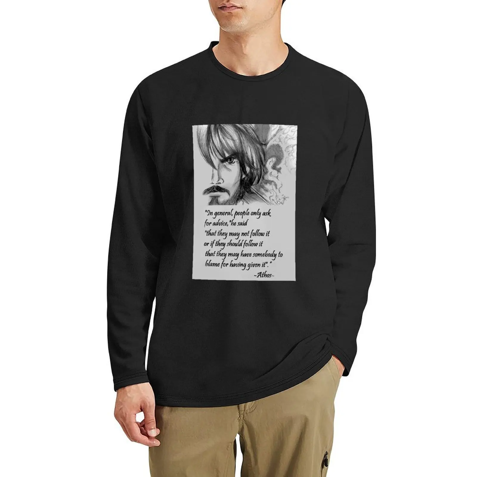 

Athos Sketch Quote Long T-Shirt black t shirts plus size t shirts tees anime fruit of the loom mens t shirts