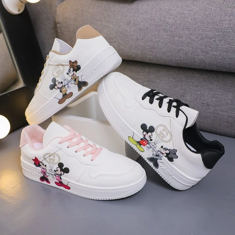 

Disney Mickey Minnie mouse Children shoes Kids boys girls Super Cute Cartoon Printing Children durable White casual shoes